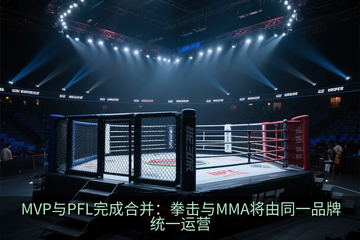 大型搏击赛事现场的擂台与观众席